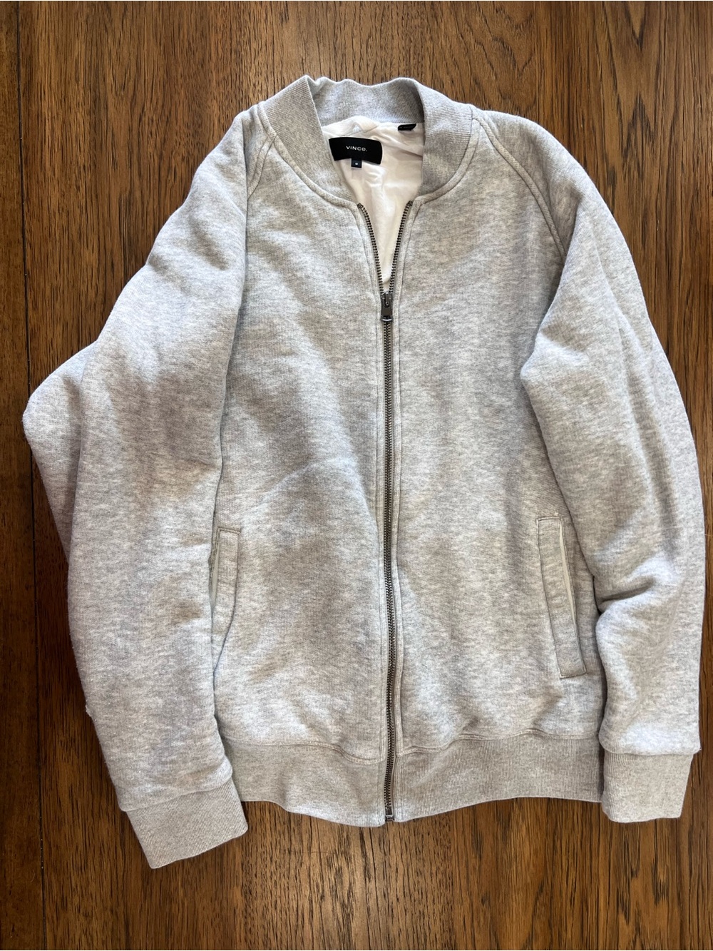 Vince Gray Zip-Up Sweatshirt Jacket